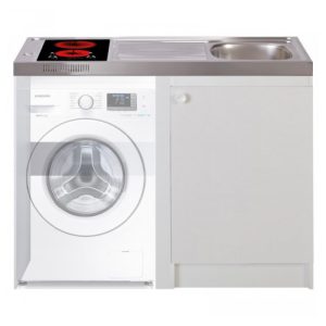 Cuisinette L120cm avec domino amovible er possibilité d'encastrer dans le meuble une machine à laver.