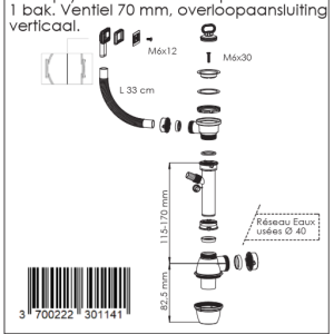 Vidage pour une cuve avec trop plein vertical