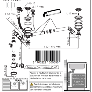 Vidage automatique pour 2 cuves avec trop plein vertical et siphon gain d'espace