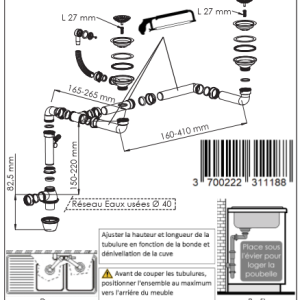 vidage manuel 2 cuves avec trop plein vertical rond
