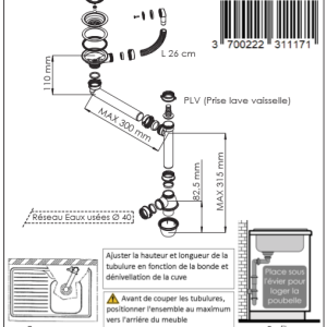 Vidage manuel pour 1 cuve avec trop plein rond et siphon gain espace